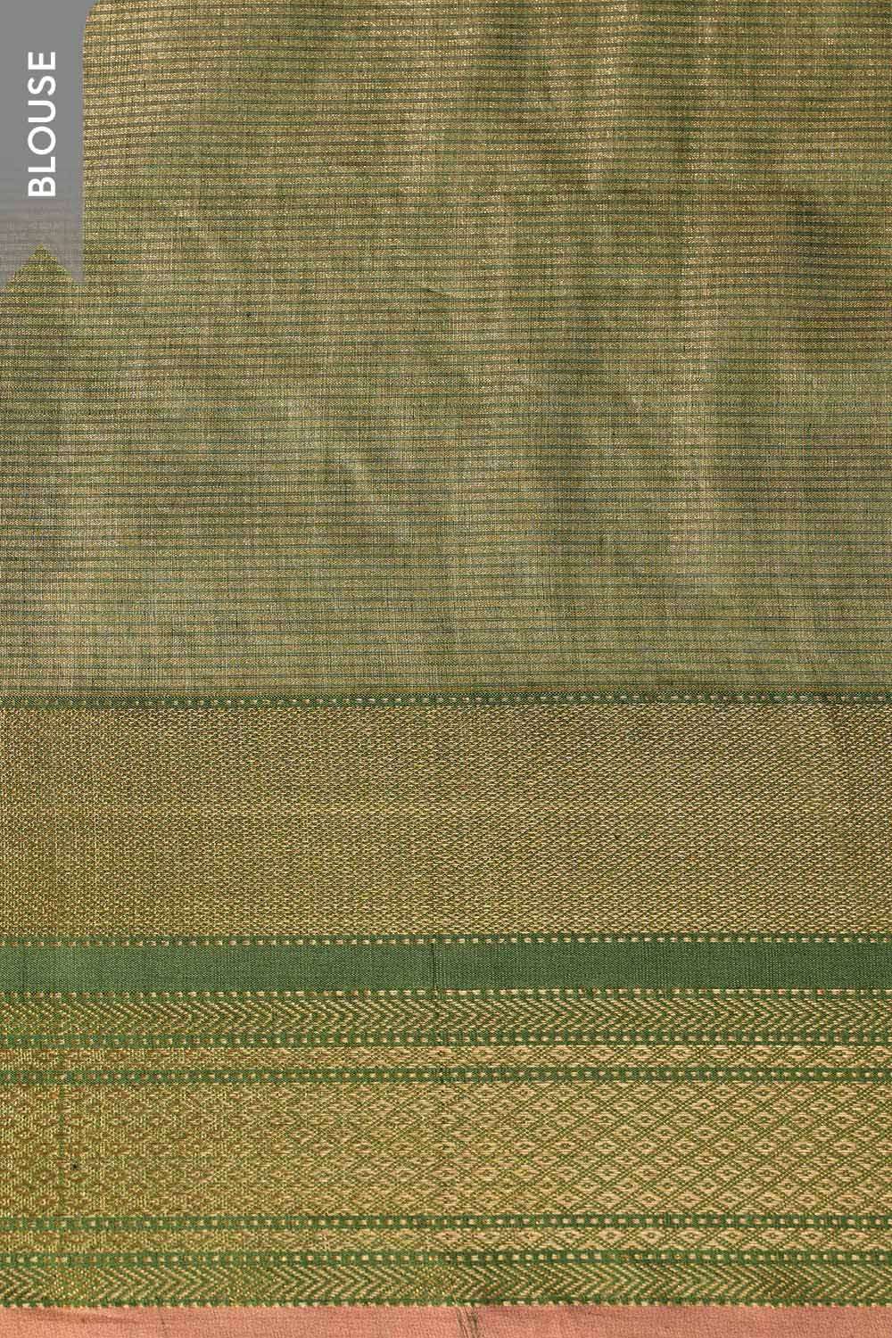 Light Green Woven Pure Tissue Cotton Maheshwari Saree image number null