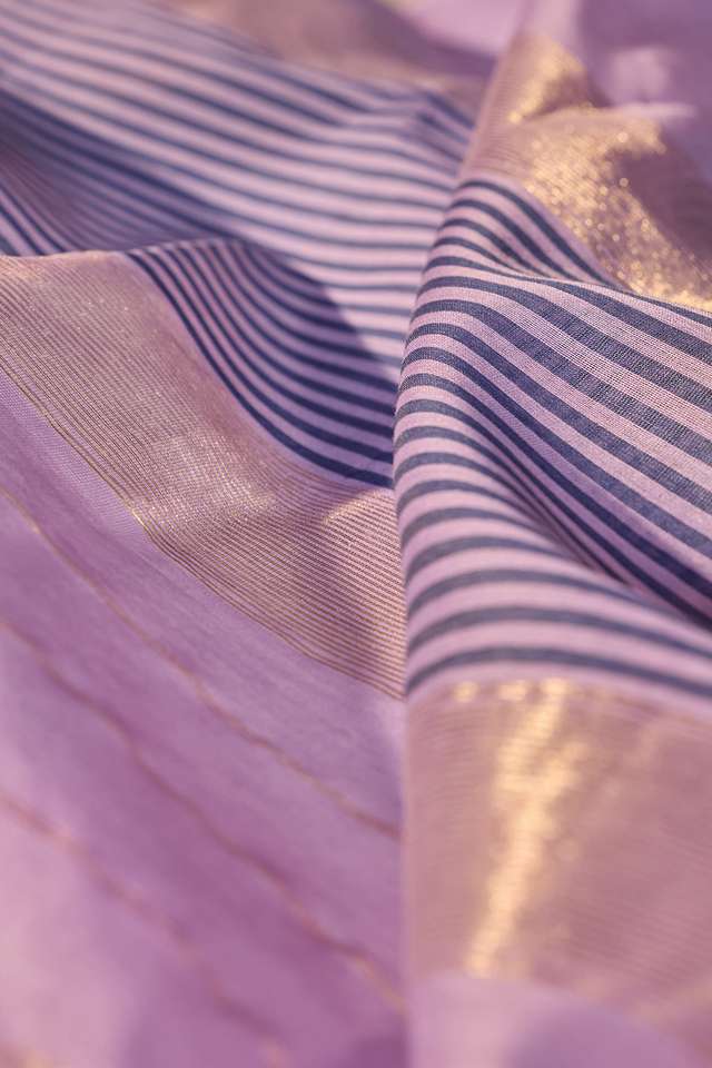 Light Violet Woven Pure Silk Cotton Maheshwari Saree thumbnail image number null