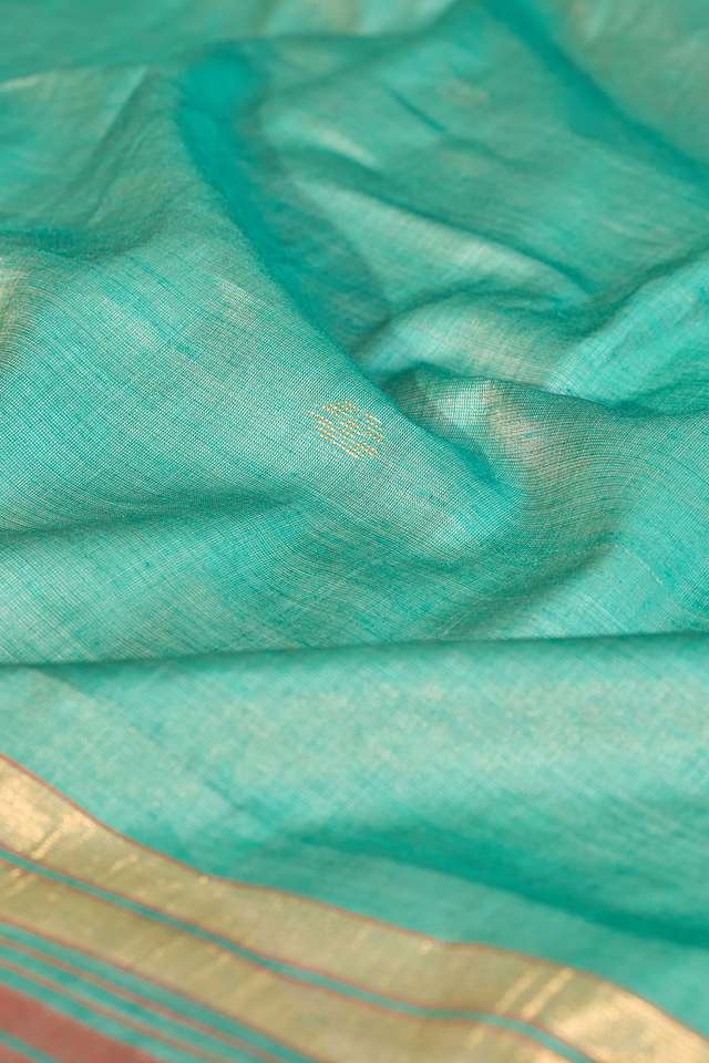 Dark Green Chattisgarh Woven Pure Tussar Silk Saree thumbnail image number null