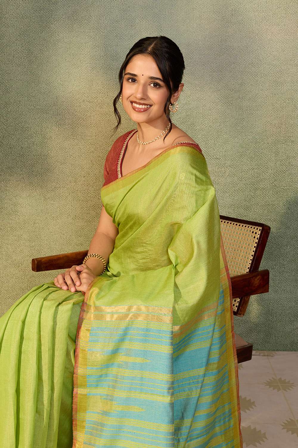Light Green Chattisgarh Woven Pure Tussar Silk Saree image number null