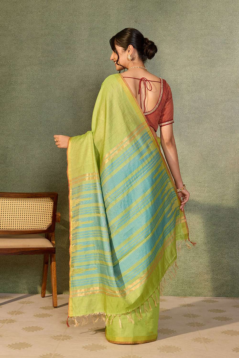 Light Green Chattisgarh Woven Pure Tussar Silk Saree image number null