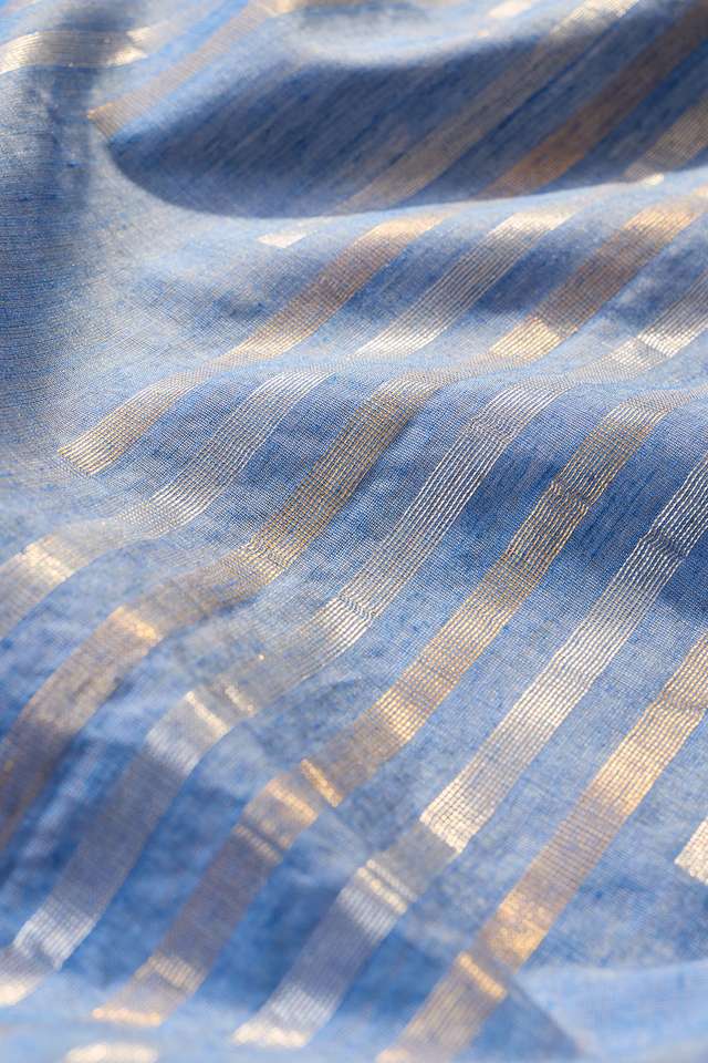 Blue Chattisgarh Woven Pure Tussar Silk Saree thumbnail image number null