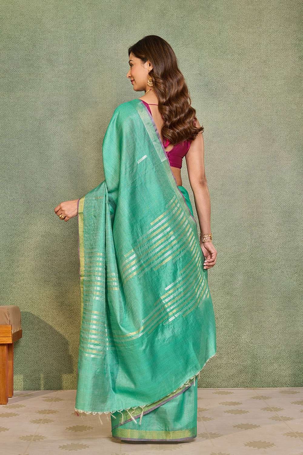 Dark Green Chattisgarh Woven Pure Tussar Silk Saree image number null