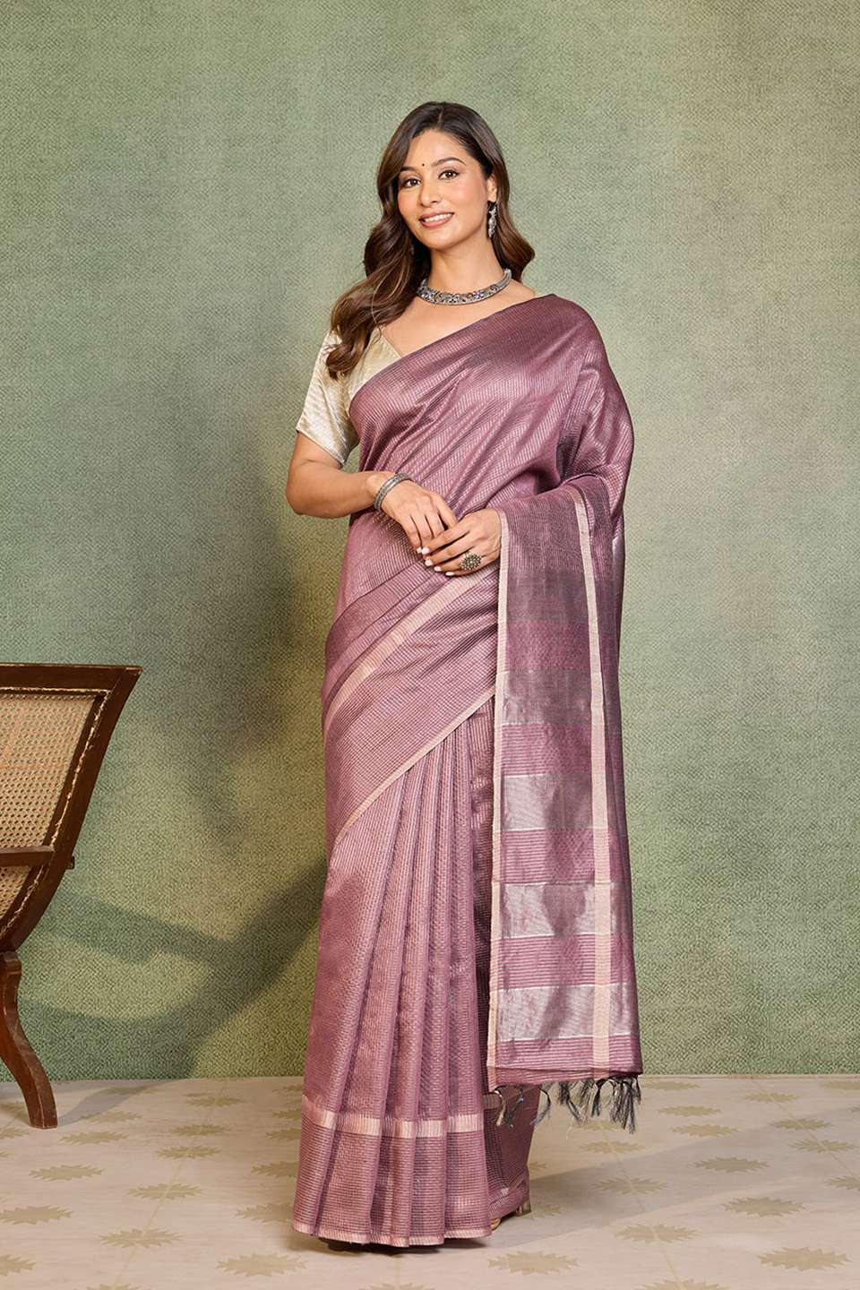 Purple Chattisgarh Woven Pure Tussar Silk Saree