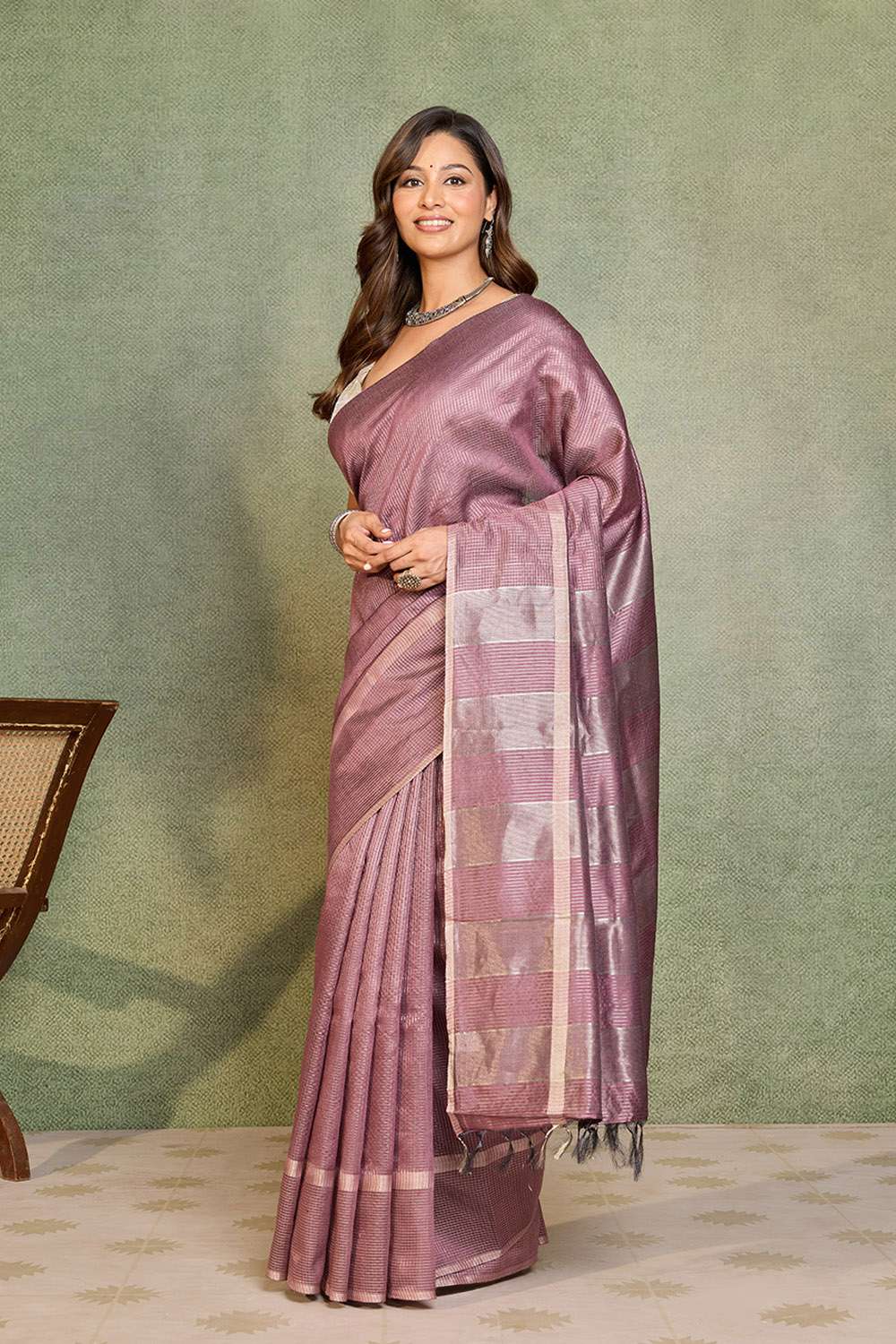 Purple Chattisgarh Woven Pure Tussar Silk Saree image number null