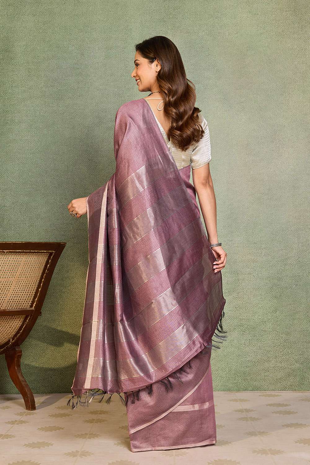Purple Chattisgarh Woven Pure Tussar Silk Saree image number null