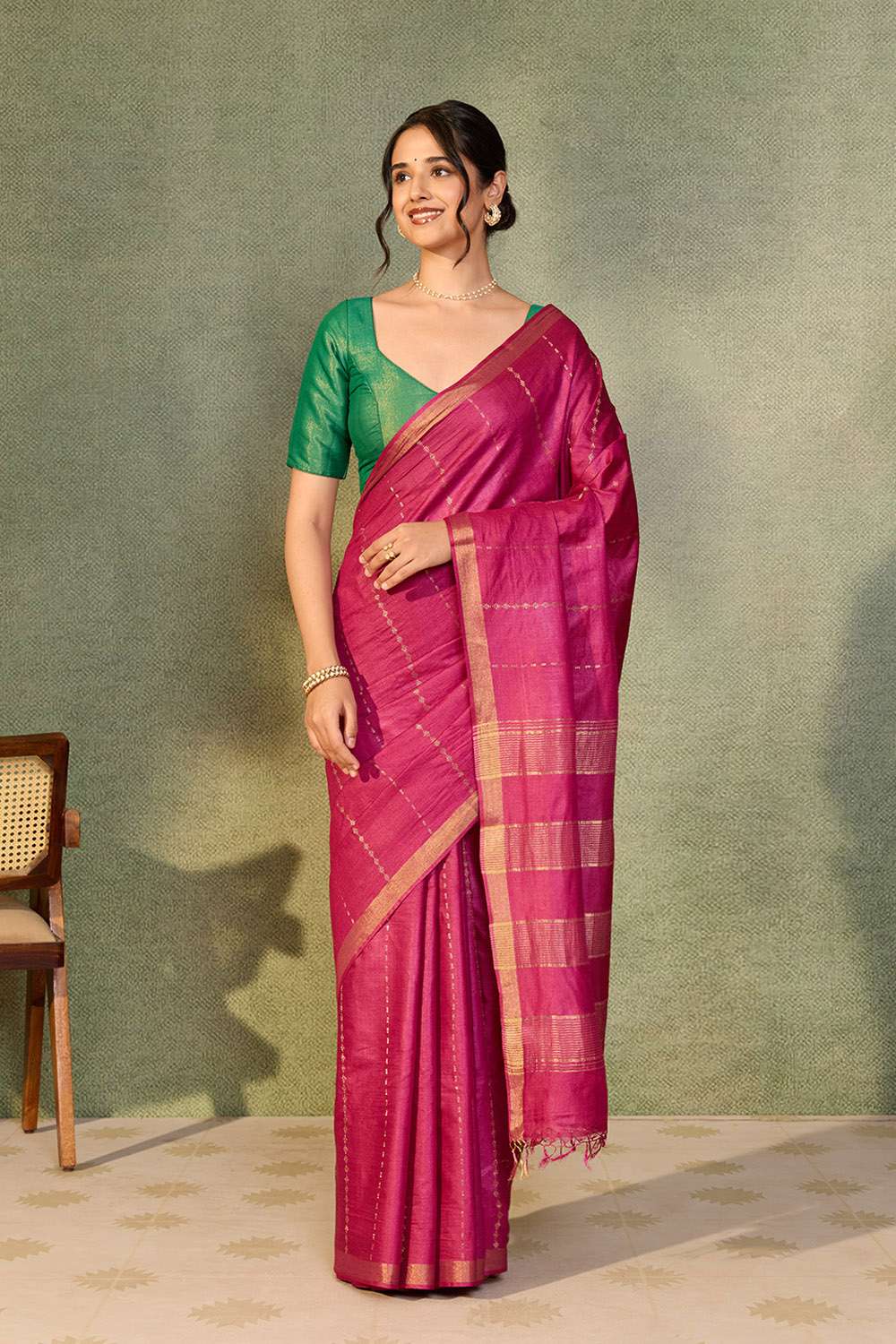 Purple Chattisgarh Woven Pure Tussar Silk Saree image number null