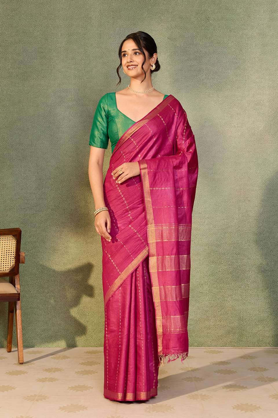 Purple Chattisgarh Woven Pure Tussar Silk Saree