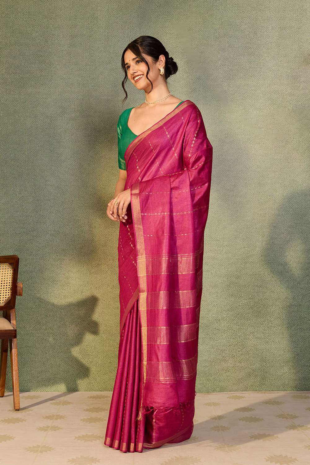 Purple Chattisgarh Woven Pure Tussar Silk Saree image number null