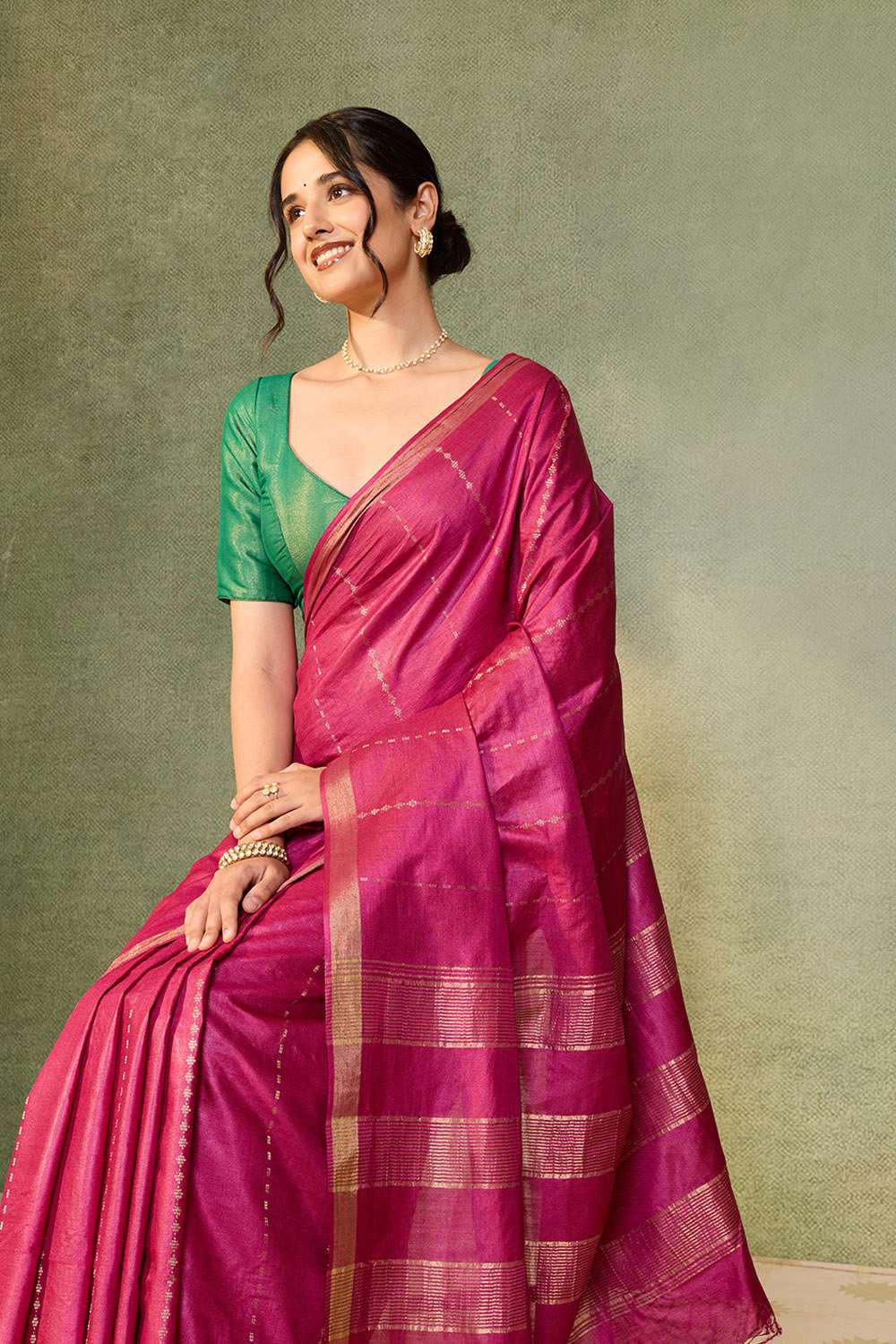Purple Chattisgarh Woven Pure Tussar Silk Saree image number null