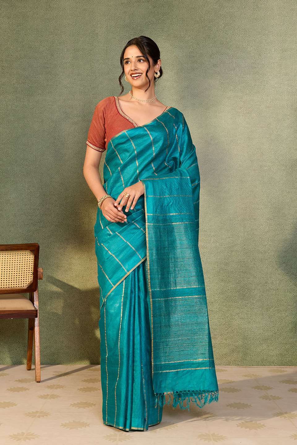 Blue Chattisgarh Woven Pure Tussar Silk Saree
