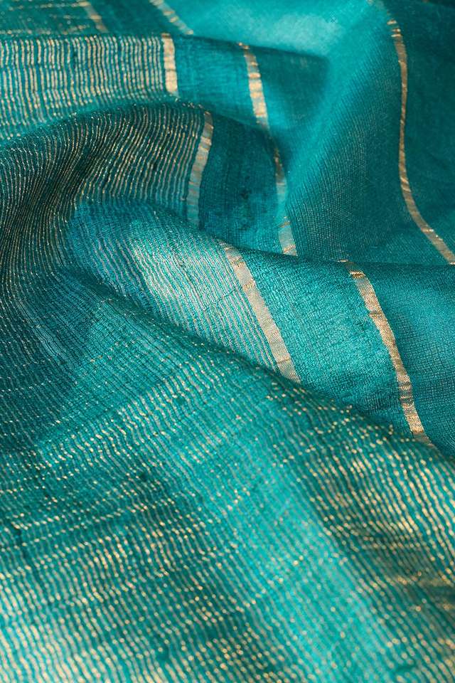 Blue Chattisgarh Woven Pure Tussar Silk Saree thumbnail image number null