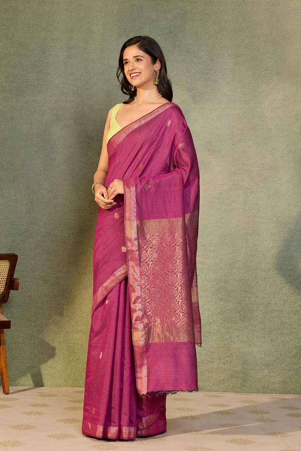 Purple Chattisgarh Woven Pure Tussar Silk Saree image number null