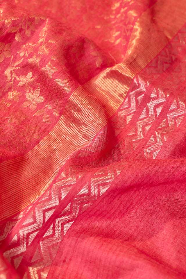 Pink Chattisgarh Woven Pure Tussar Silk Saree thumbnail image number null
