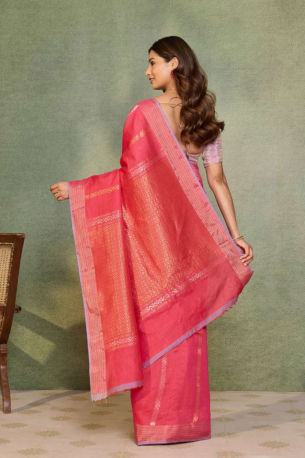 Pink Chattisgarh Woven Pure Tussar Silk Saree image number null