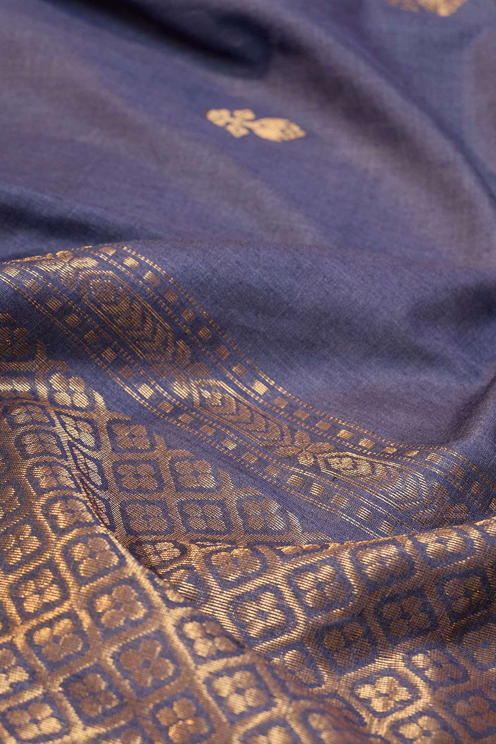Dark Blue Chattisgarh Woven Pure Tussar Silk Saree image number null