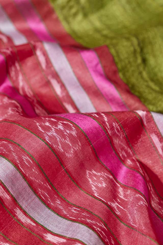 Dark Green Ikat Pure Tussar Silk Gopalpur Saree thumbnail image number null