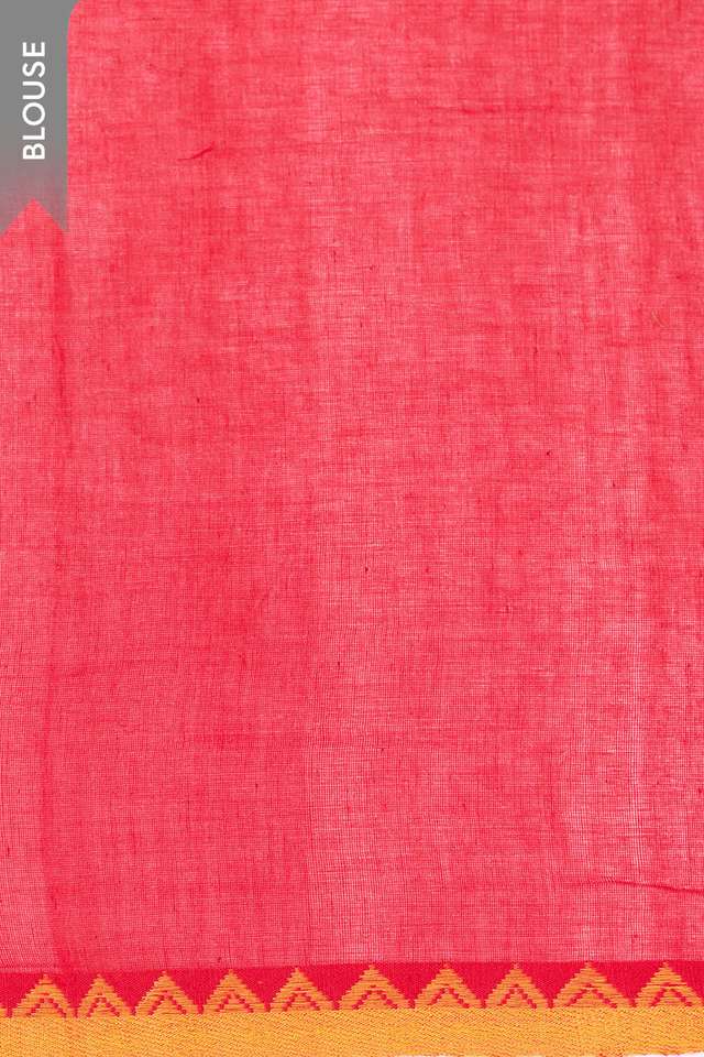 Dark Pink Woven Pure Cotton Bengal Saree thumbnail image number null