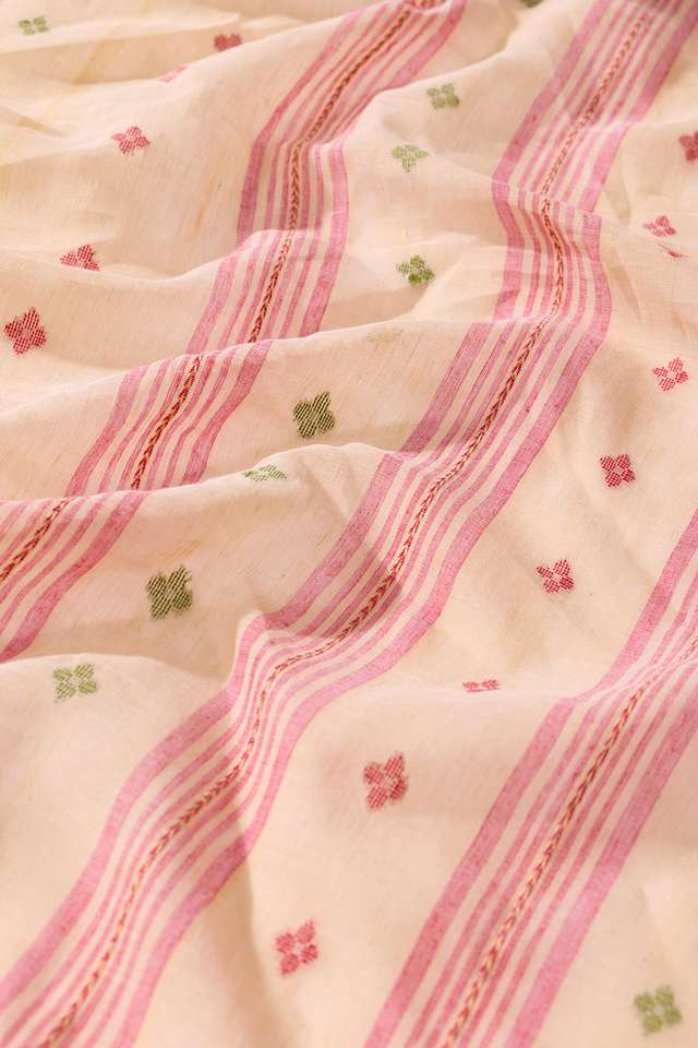 Beige Woven Pure Cotton Bengal Saree thumbnail image number null