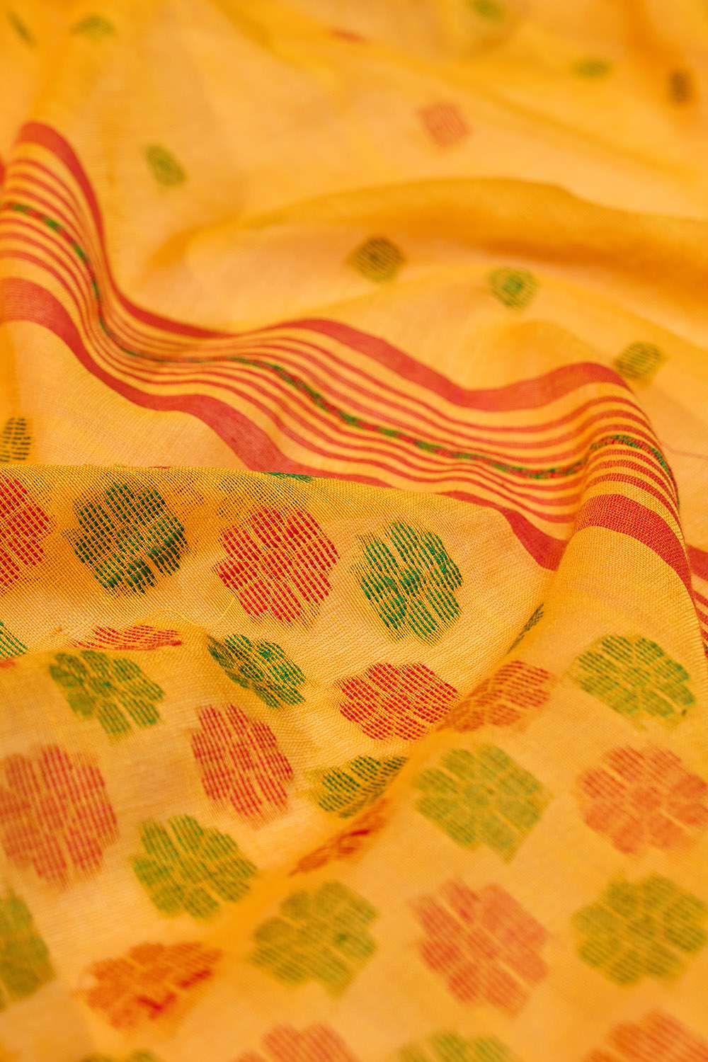 Orange Woven Pure Cotton Bengal Saree image number null