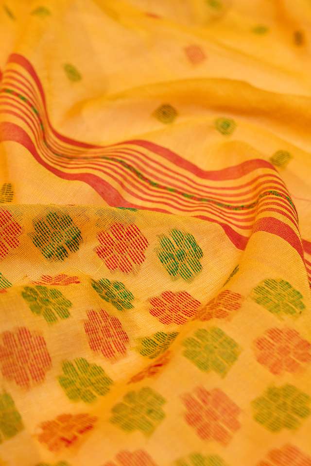 Orange Woven Pure Cotton Bengal Saree thumbnail image number null