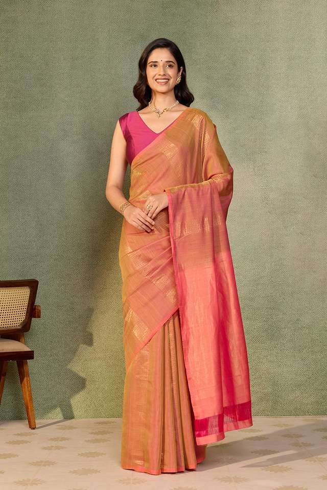 Pink Woven Soft Silk Tencel Saree image number