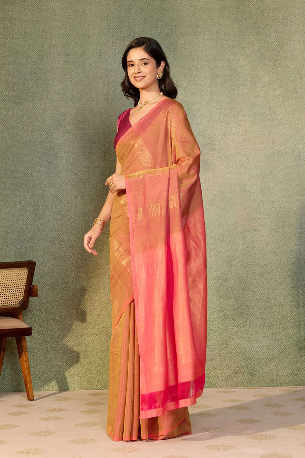 Pink Woven Soft Silk Tencel Saree image number null