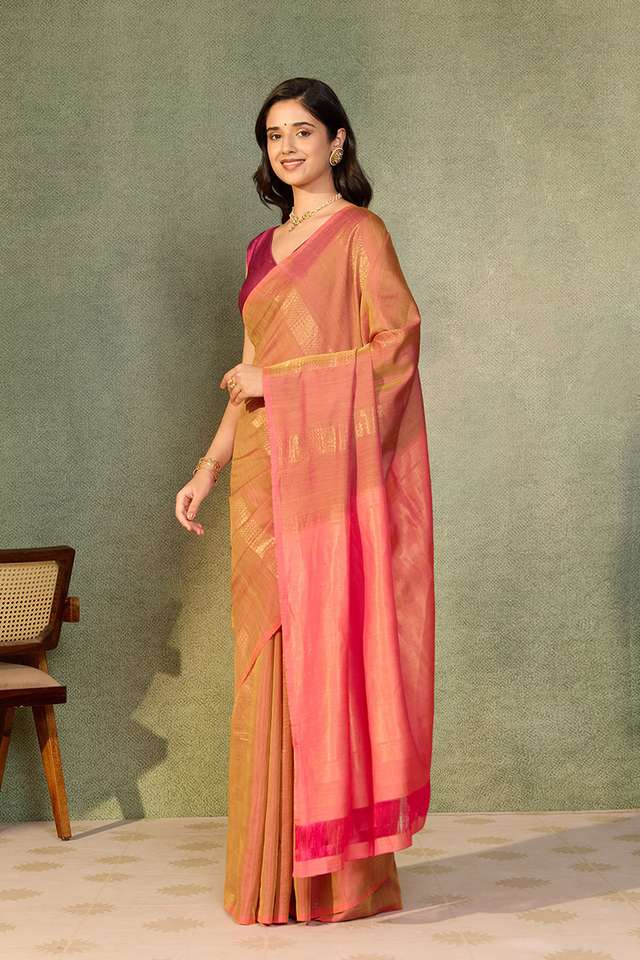 Pink Woven Soft Silk Tencel Saree thumbnail image number null