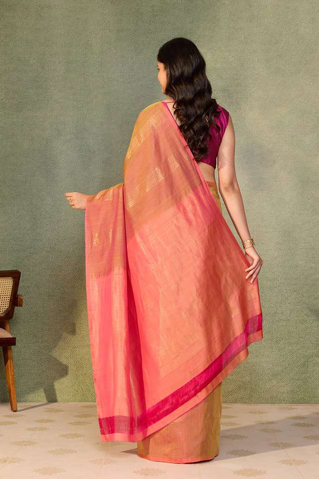 Pink Woven Soft Silk Tencel Saree thumbnail image number null