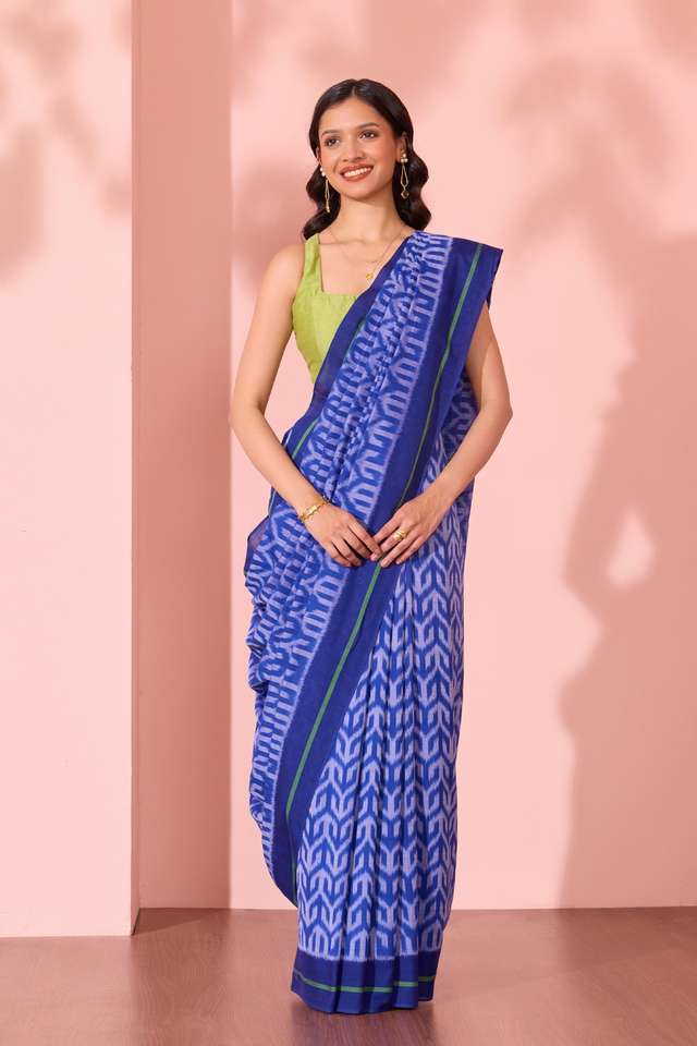 Blue Odissa Pure Cotton Ikat Saree thumbnail image number null
