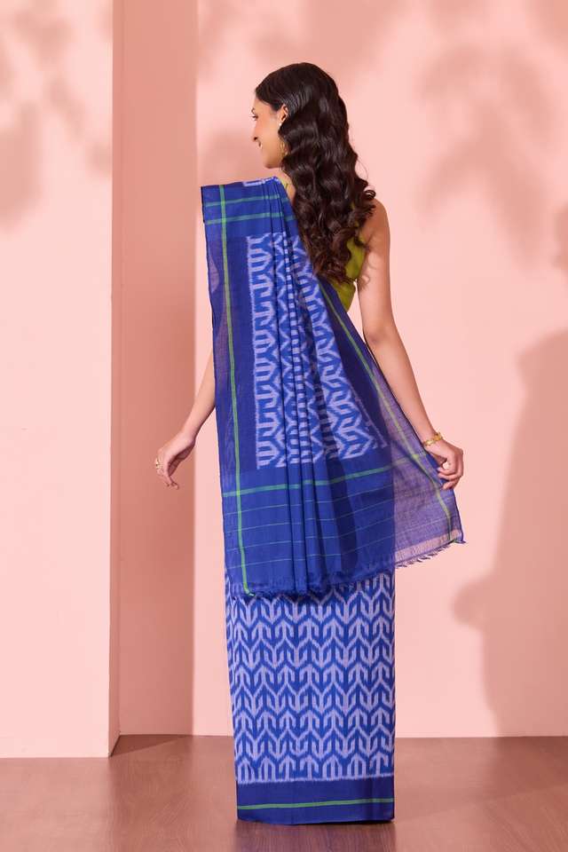 Blue Odissa Pure Cotton Ikat Saree thumbnail image number null