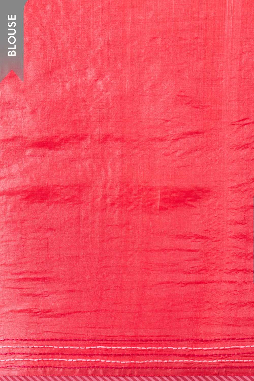 Red Bengal Pure Tussar Silk Kantha Embroidered Saree image number null