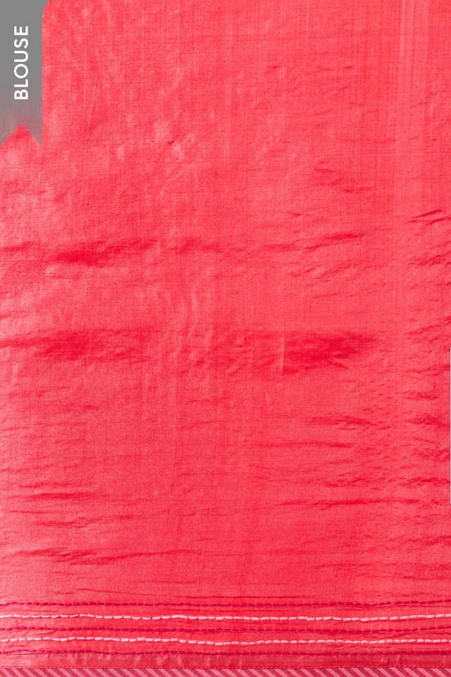 Red Bengal Pure Tussar Silk Kantha Embroidered Saree thumbnail image number null