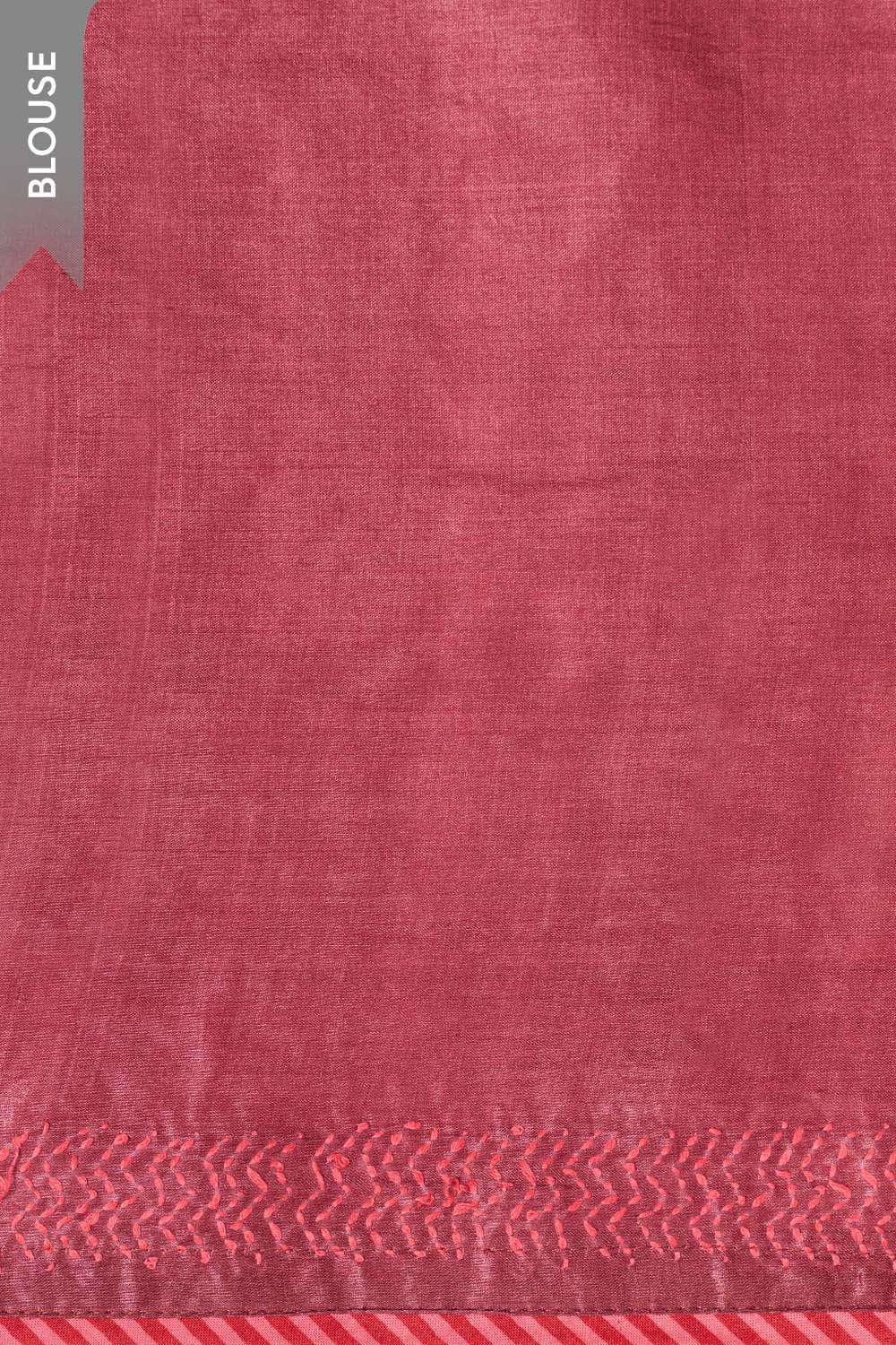 Dark Red Bengal Pure Tussar Silk Kantha Embroidered Saree image number null