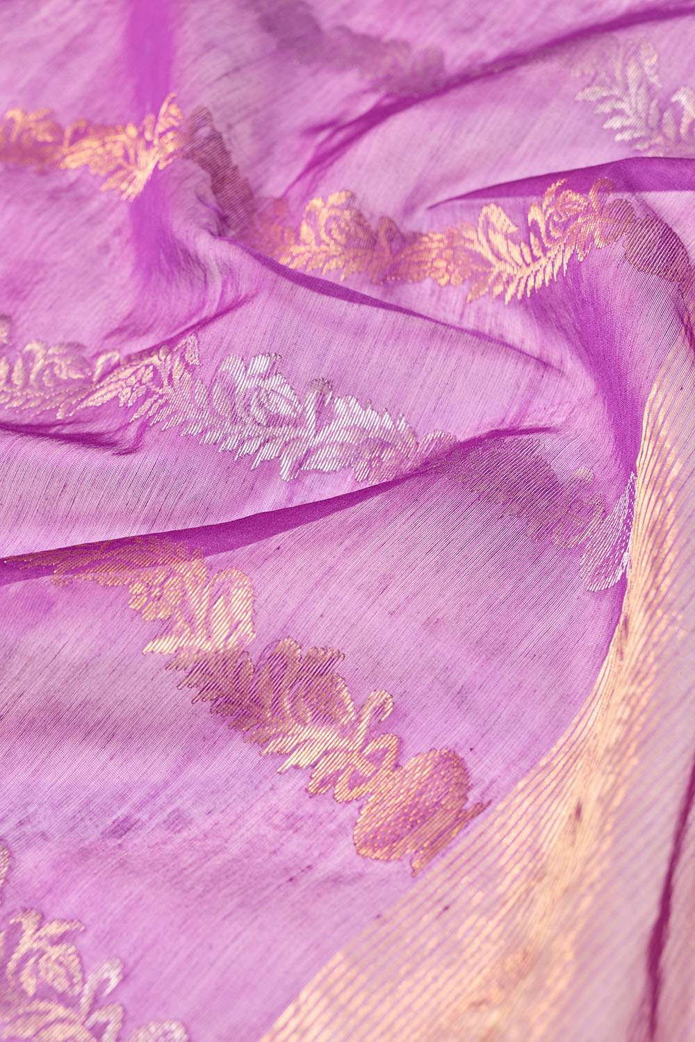 Purple Woven Pure Silk Cotton Chanderi Saree image number null