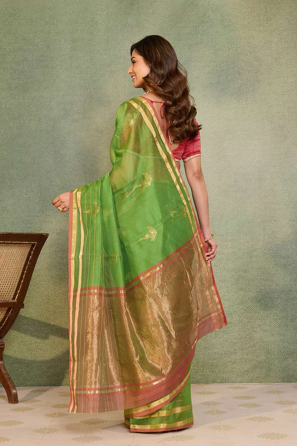 Pink Woven Pure Silk Cotton Chanderi Saree image number null