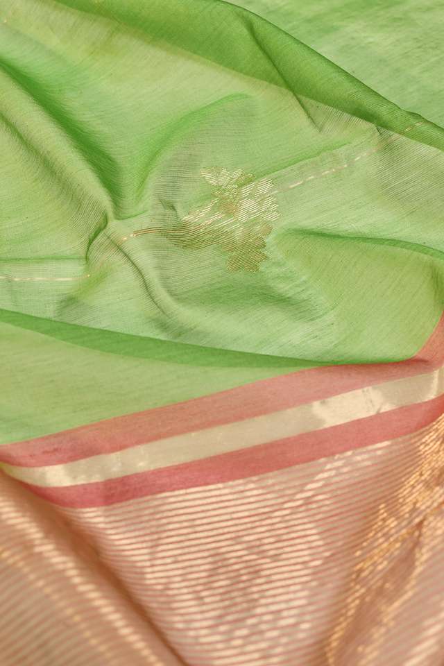 Pink Woven Pure Silk Cotton Chanderi Saree thumbnail image number null