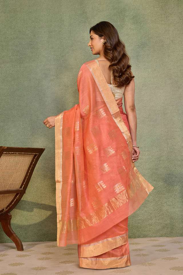 Pink Woven Pure Silk Cotton Chanderi Saree thumbnail image number null