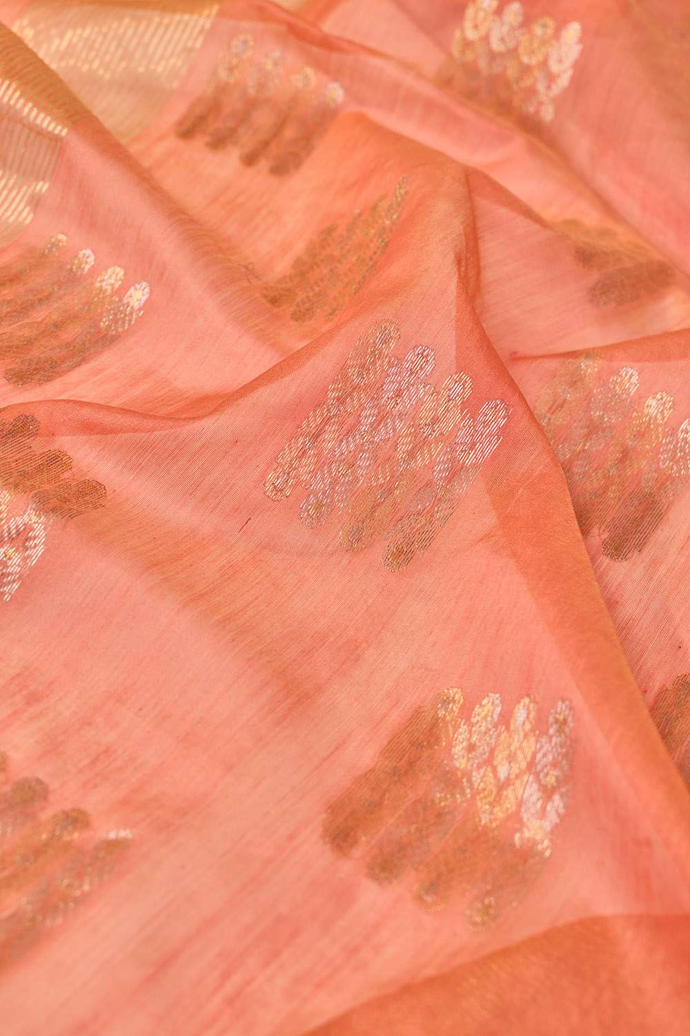 Pink Woven Pure Silk Cotton Chanderi Saree image number null