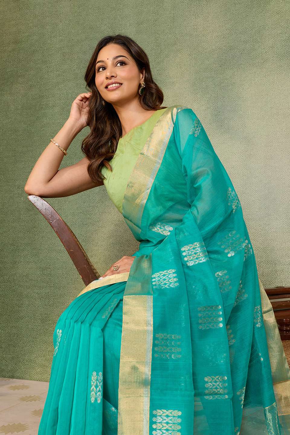 Blue Woven Pure Silk Cotton Chanderi Saree