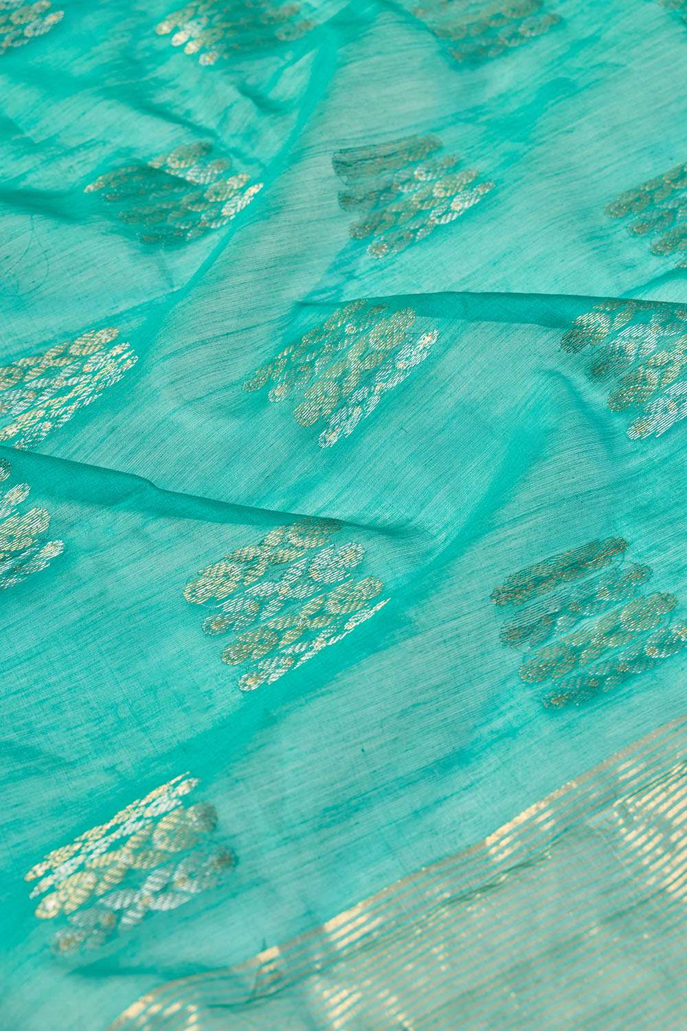 Blue Woven Pure Silk Cotton Chanderi Saree image number null