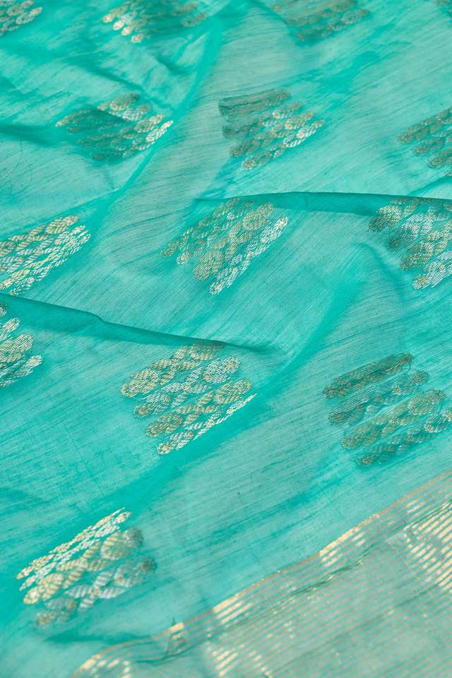 Blue Woven Pure Silk Cotton Chanderi Saree thumbnail image number null