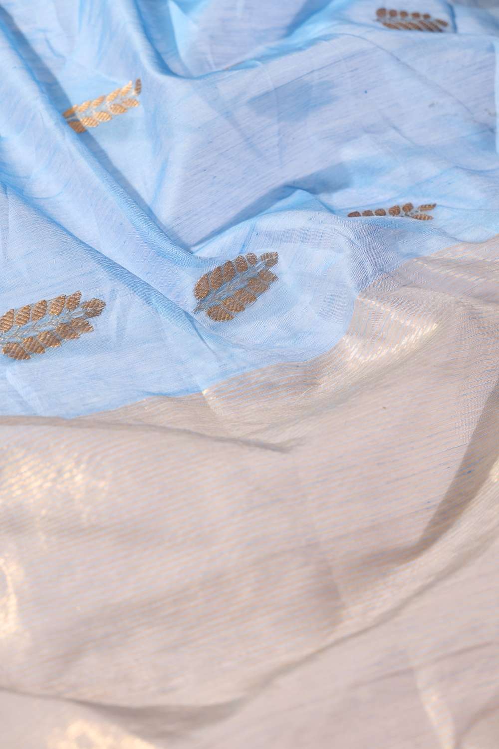 Light Blue Eknaliya Pure Silk Cotton Chanderi Saree image number null