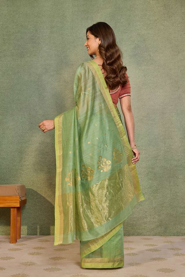 Green Woven Pure Silk Cotton Chanderi Saree thumbnail image number null