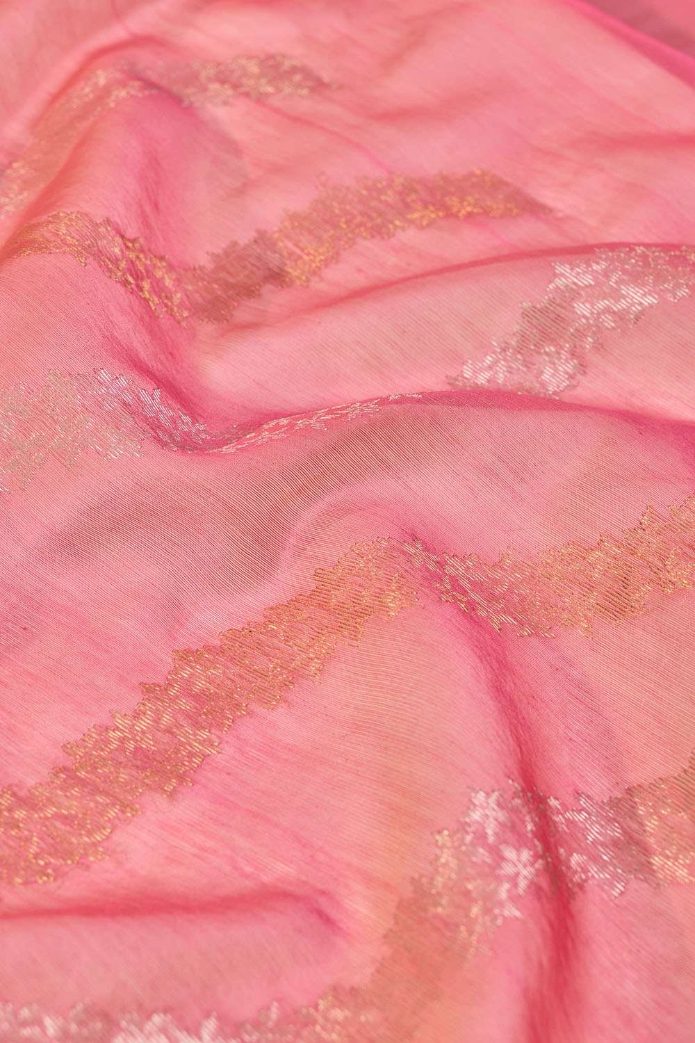 Pink Woven Pure Silk Cotton Chanderi Saree image number null
