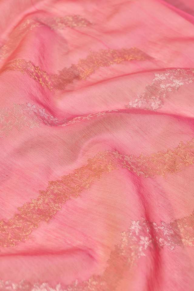 Pink Woven Pure Silk Cotton Chanderi Saree thumbnail image number null