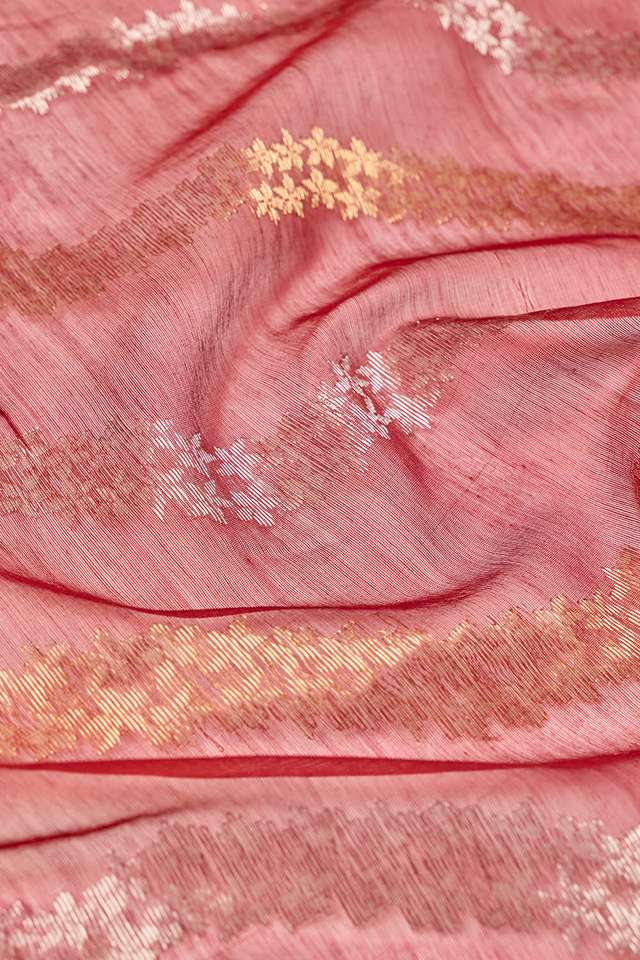 Red Woven Pure Silk Cotton Chanderi Saree thumbnail image number null