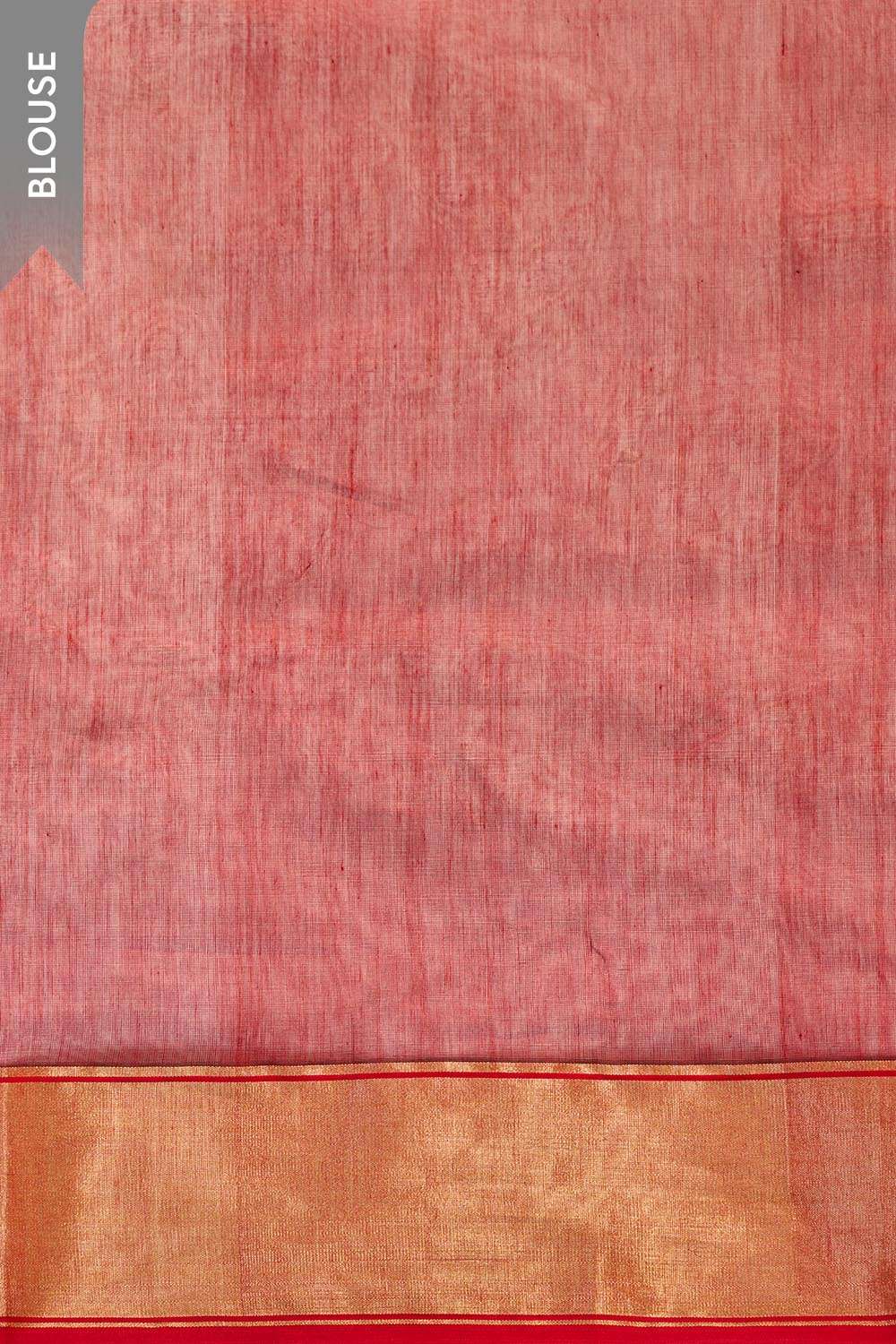 Red Woven Pure Silk Cotton Chanderi Saree image number null