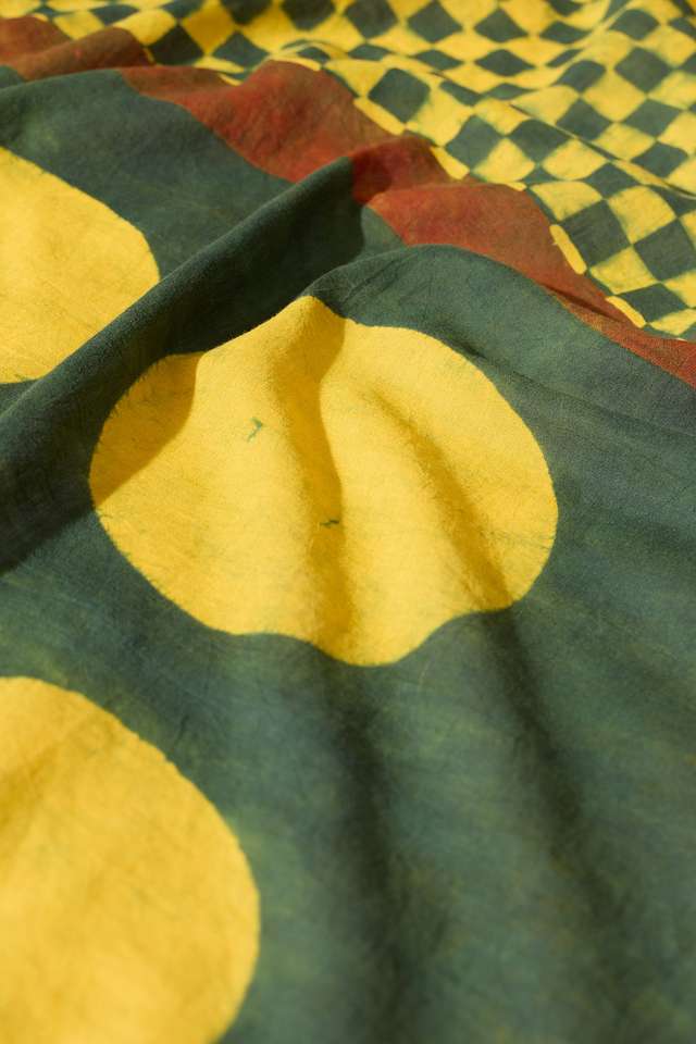 Green Gujarat Pure Cotton Ajrakh Saree thumbnail image number null