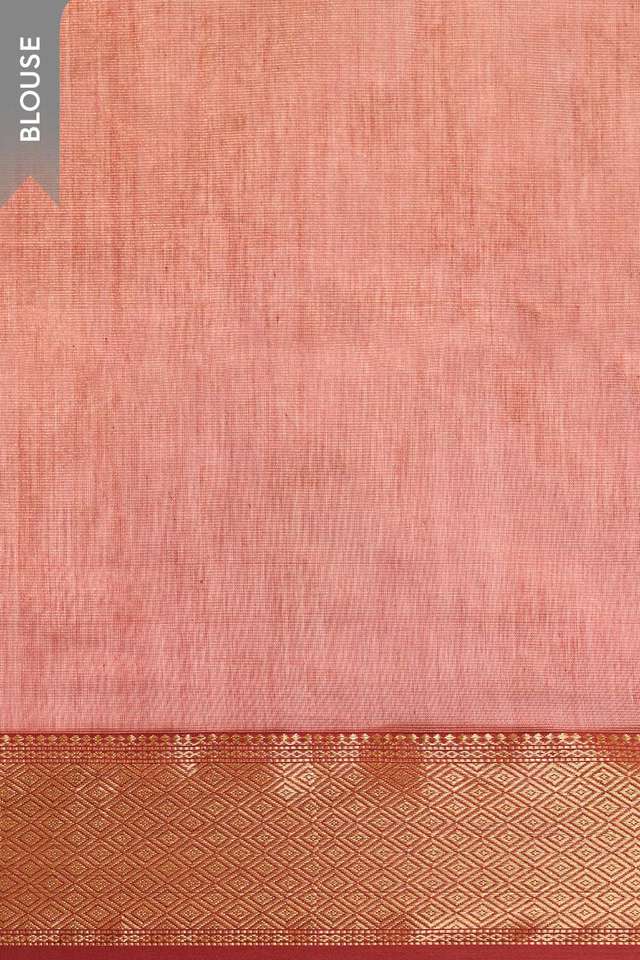Red Woven Pure Tissue Cotton Maheshwari Saree thumbnail image number null